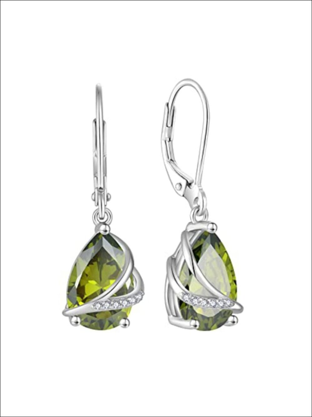 925 Sterling Silver Teardrop Birthstone Dangle Drop Earrings Leverback